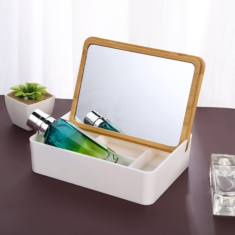 Amazon | 収納ケース 鏡付き アクセサリーケース 卓上鏡 卓上ミラー